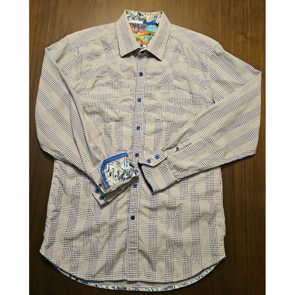 Robert Graham Men's‎ Long Sleeve Flip Cuff Button Up Cotton Shirt Large